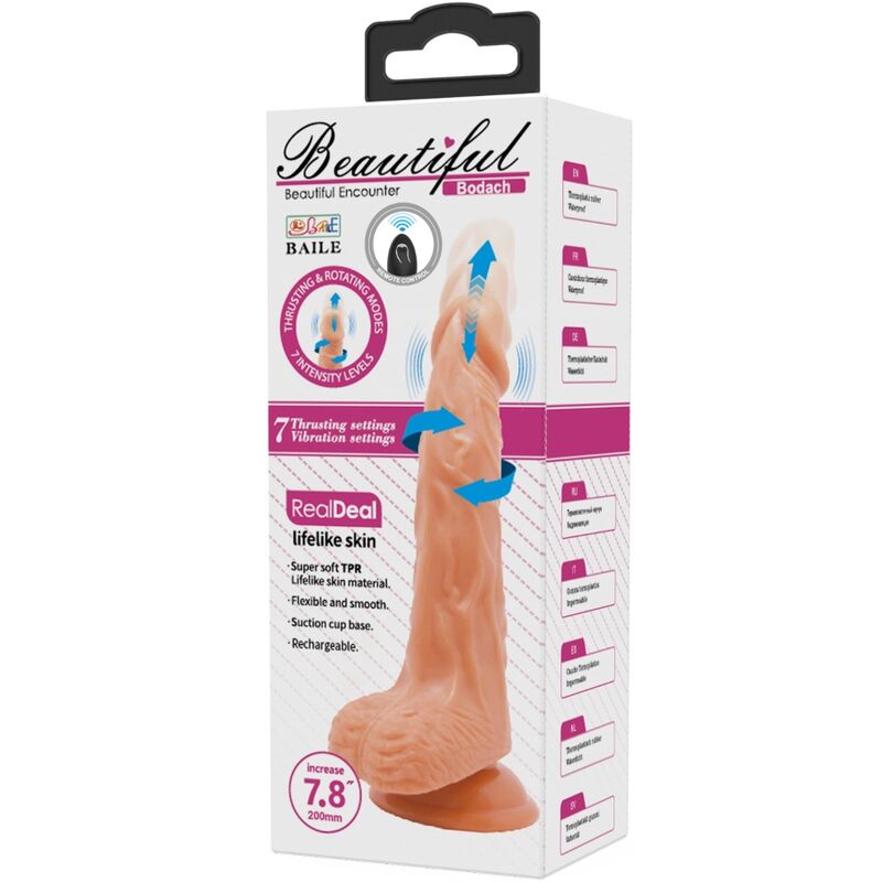 Experience lifelike pleasure with Baile Dildo Vibrator Remote Control. 7 vibration & rotation modes, realistic design, suction base, and USB rechargeable.12