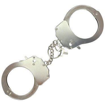 Explore BDSM with Adrien Lastic Metal Handcuffs. Durable, secure, and perfect for couples. Includes a sturdy chain and two keys for safe and exciting play.2