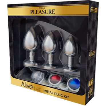 Alive - Anal Pleasure Kit 3 Plug Metal - Silicone