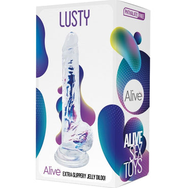Experience visual and physical pleasure with the Alive Lusty Realistic Penis. Made from soft, hypoallergenic jelly, this waterproof, transparent dildo offers lifelike sensations with a suction base for versatile play.1