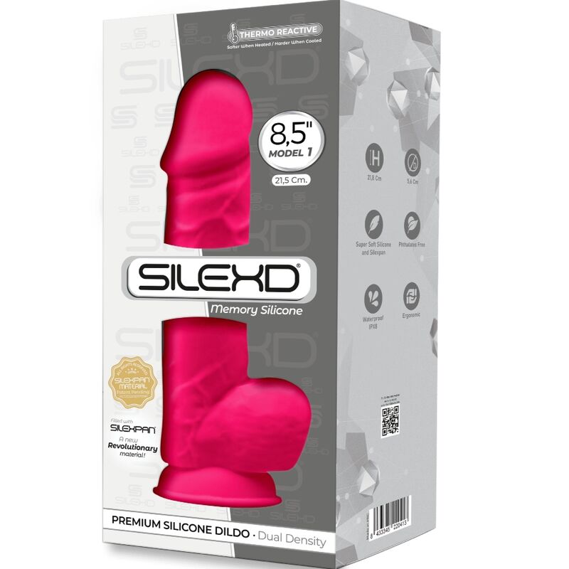 Silexd - Model 1 Realistic Penis Premium Silexpan Silicone Fuchsia 21.5 Cm