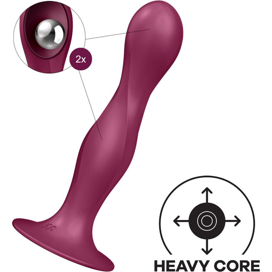 SATISFYER - DelighToys Satisfyer Double Ball – R Silicone Dildo Garnet