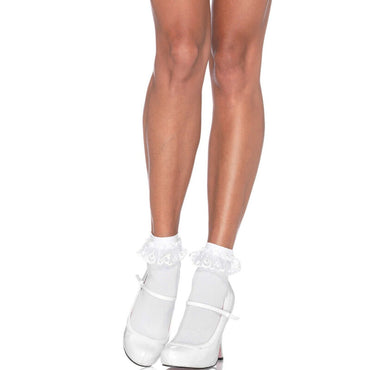Leg Avenue - White Lace Ruffle Socks
