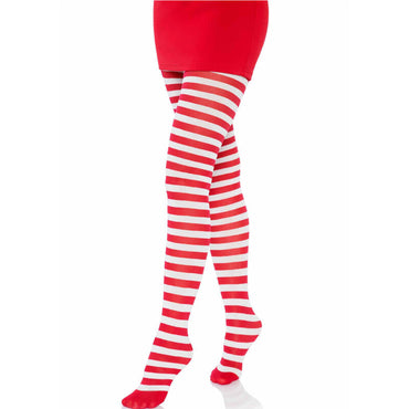 Leg Avenue - White/Red Striped Tights