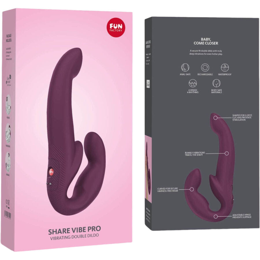 Explore dual pleasure with Fun Factory Double Vibrator Dildo. Harness-free, 3 speeds, 5 patterns, USB rechargeable. Ships UK & EU. Order now!arfrs