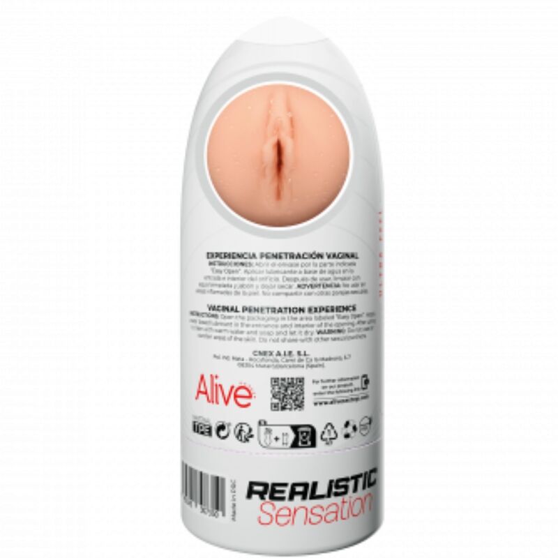 Alive Flex Male Masturbator Vaginal offers lifelike pleasure with a realistic vaginal design, flexible pressure control, and soft TPE material. Experience customizable sensations with this durable, easy-clean male toy.3