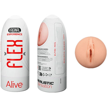 Alive Flex Male Masturbator Vaginal offers lifelike pleasure with a realistic vaginal design, flexible pressure control, and soft TPE material. Experience customizable sensations with this durable, easy-clean male toy.2
