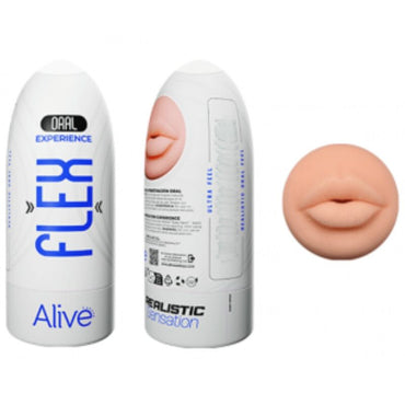 Alive Flex Male Masturbator Oral offers lifelike oral sensations with a realistic mouth shape and flexible, pressure-adjustable fit. Made from soft, body-safe TPE for intense pleasure.1