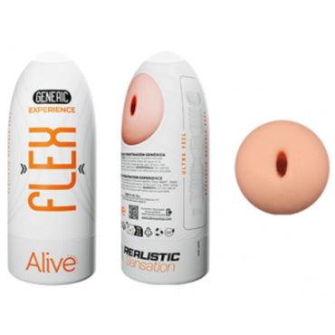 Experience lifelike pleasure with the Alive Flex Male Masturbator Generic. Featuring a realistic texture and flexible, adjustable fit, this body-safe TPE toy is perfect for customizable solo play.
