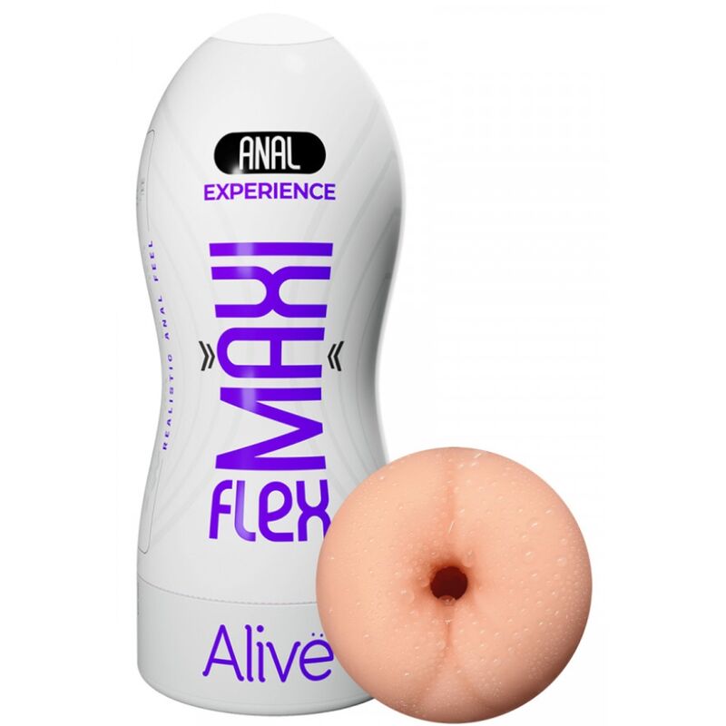Maximize pleasure with the Alive Maxi Flex Male Masturbator Anal. Large, flexible, and ultra-realistic, this anal-shaped masturbator provides tight, intense sensations with lifelike texture.2