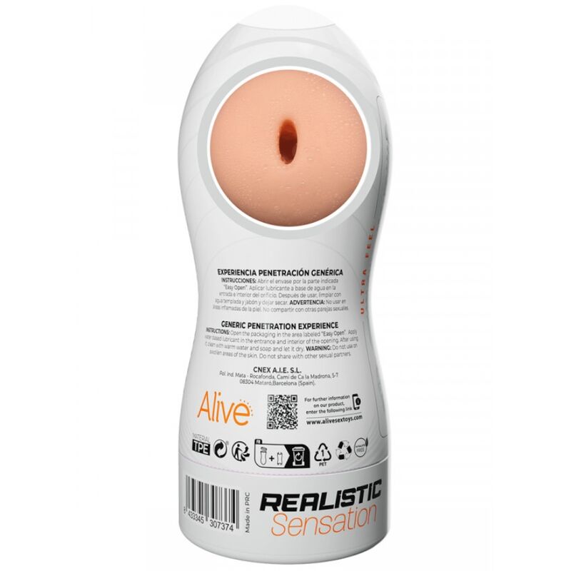 Experience lifelike pleasure with the Alive Male Masturbator Generic. Featuring a realistic oral shape, ultra-soft TPE material, and flexible design, this Size L masturbator provides intense, satisfying sensations.4