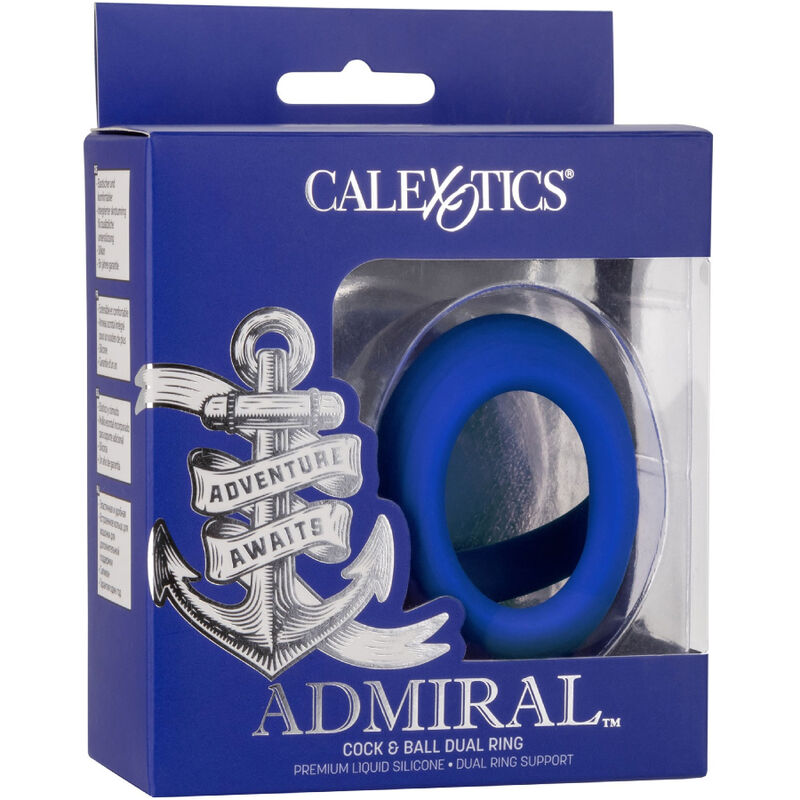 Enhance your pleasure with the Admiral Cock & Ball Dual Ring. Made from premium liquid silicone, this dual ring provides secure support for increased stamina, sensitivity, and comfort.56