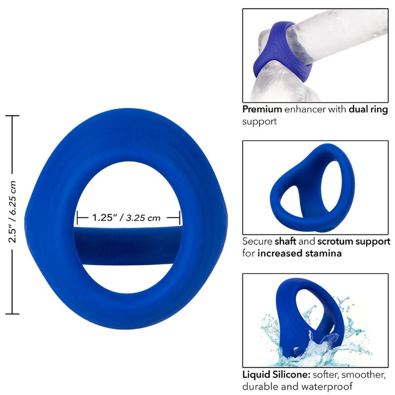 Enhance your pleasure with the Admiral Cock & Ball Dual Ring. Made from premium liquid silicone, this dual ring provides secure support for increased stamina, sensitivity, and comfort.4