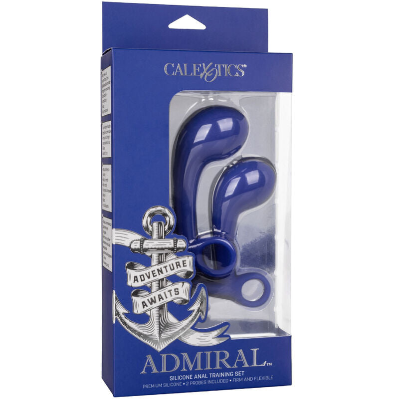 Explore pleasure with Admiral Two Anal Plugs. Ergonomically curved, silicone plugs with recovery rings, designed for safe and satisfying anal training at any level.5