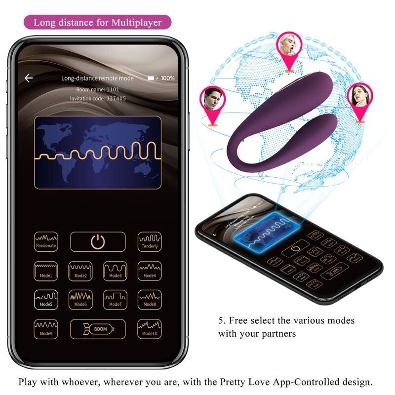 PRETTY LOVE - DelighToys – August Remote Global Double Pleasure Vibrator