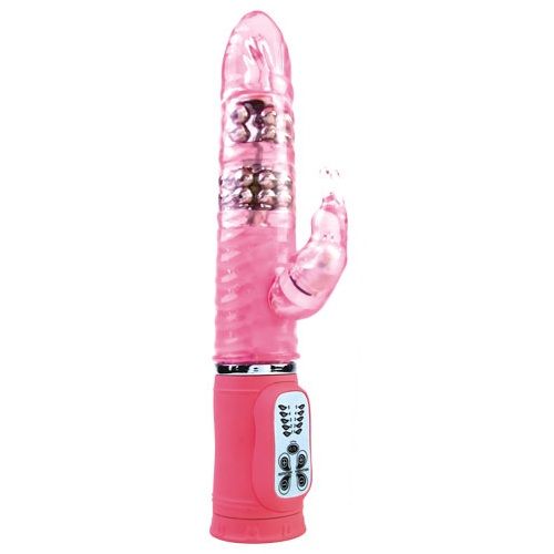 Baile Cute Bunny Vibrator offers 10 functions of vibration and rotation with dual stimulation. Soft TPR, metal balls, and clitoral bunny for deep, irresistible pleasure.6