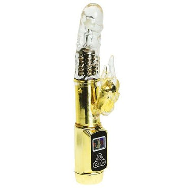 Enjoy double rotation and 5 vibration modes with Baile Rabbit Vibrator Passion Gold. Waterproof, phthalate-free. Ships UK & EU. Order now!11