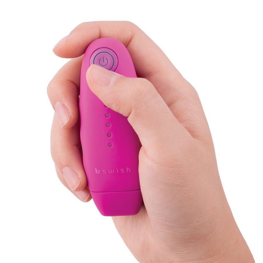 B Swish Bnaughty Remote Control Bullet Vibrator offers 5 vibration modes, waterproof design, silky finish, and remote control for discreet solo or couple play anytime.4