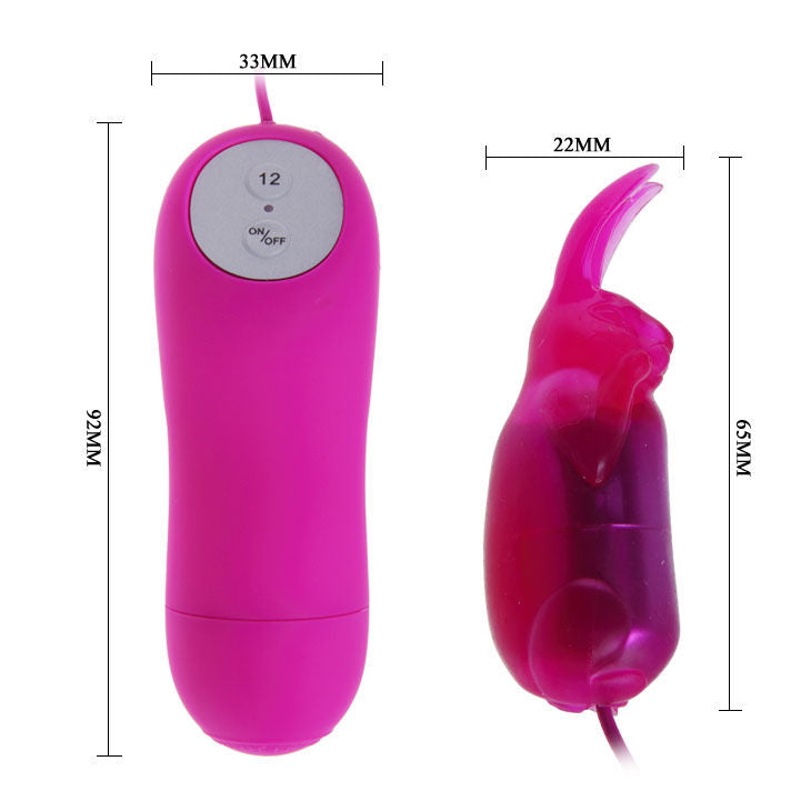 Play with Baile Clit Bunny Vibrator featuring 12 wired vibration modes and waterproof design. Ships UK & EU. Buy now for fun and targeted clitoral pleasure!5