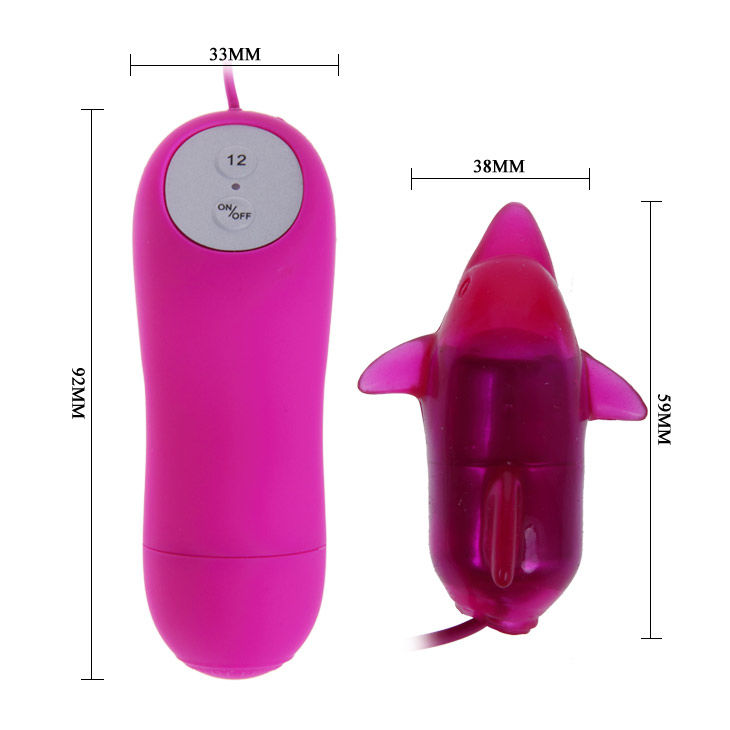 Play with Baile Dolphin Vagina Vibrator featuring 12 wired vibration modes and waterproof design. Ships UK & EU. Buy now for fun, targeted pleasure!5