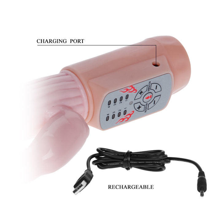 Discover Baile Rabbit Vibrator Rotator with rotating tip, vibrating bunny, USB recharge, and heating function. Ships UK & EU. Order now for intense pleasure!7
