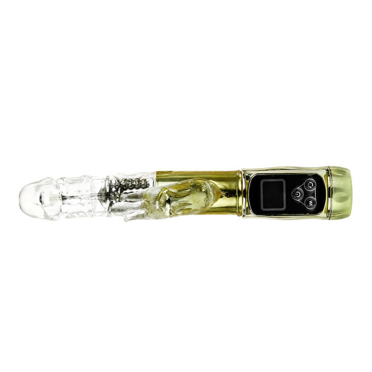 Enjoy double rotation and 5 vibration modes with Baile Rabbit Vibrator Passion Gold. Waterproof, phthalate-free. Ships UK & EU. Order now!6