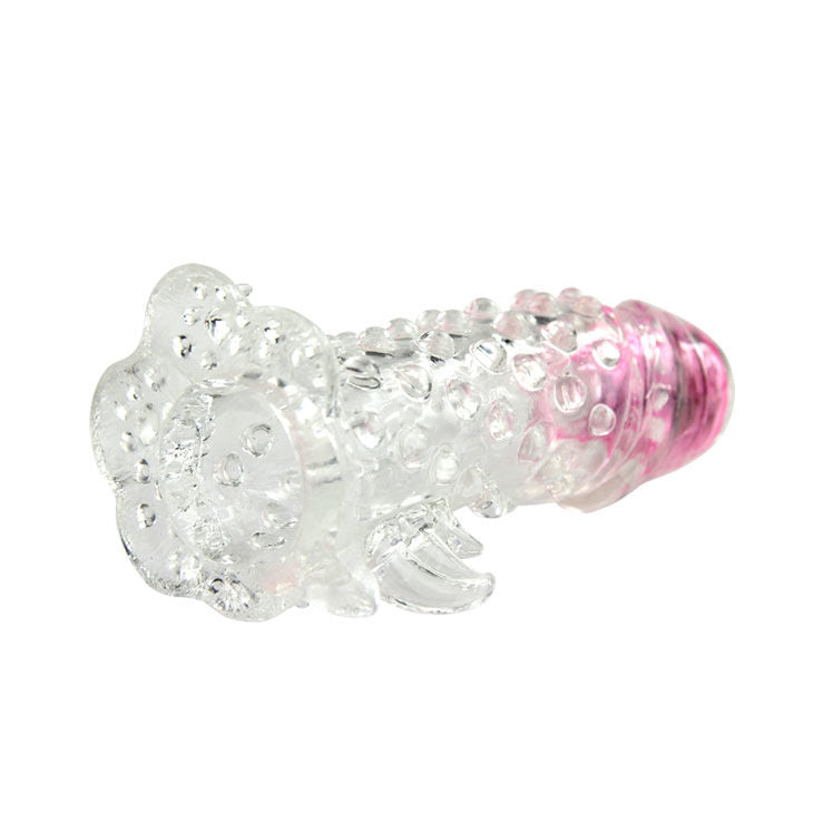 Baile Sensor Penis Extension boosts size and performance with a vibrating tip, textured sleeve, and snug fit. Sensor-activated motor enhances partner pleasure.6