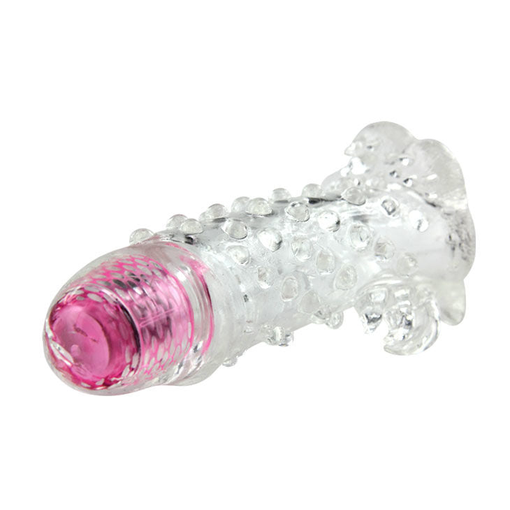 Baile Sensor Penis Extension boosts size and performance with a vibrating tip, textured sleeve, and snug fit. Sensor-activated motor enhances partner pleasure.7