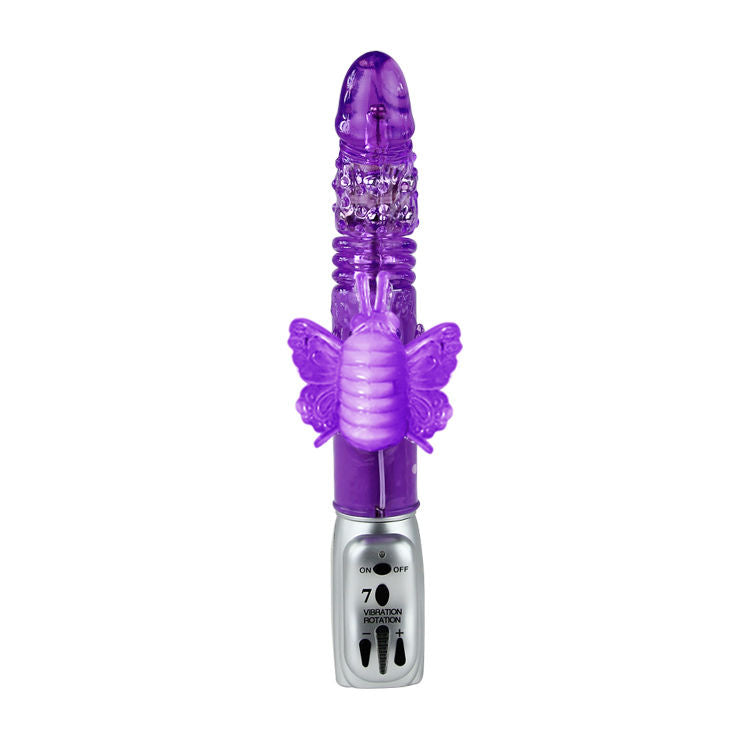 Baile Butterf Thrusting Vibrator offers 7 vibrations, 6 rotation modes, clitoral stimulator, and up-down thrusting motion for intense, full-body pleasure.4