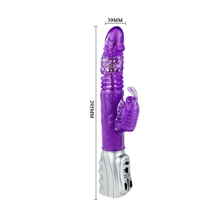 Baile Butterf Thrusting Vibrator offers 7 vibrations, 6 rotation modes, clitoral stimulator, and up-down thrusting motion for intense, full-body pleasure.5