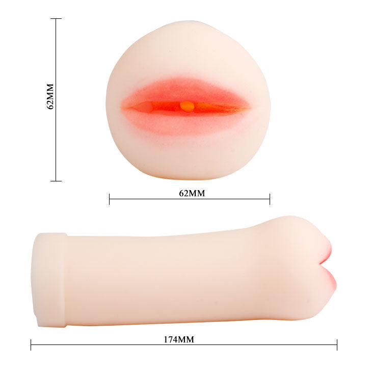 Baile Passion Lady Mouth Masturbator offers lifelike oral sensation with soft TPR, stretchable fit, and body heat response for intense solo pleasure.4