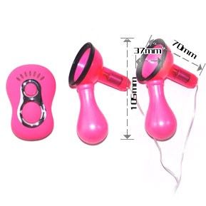 The image shows two pink nipple suckers with black accents and adjustable settings. Each sucker has a mini motor and a string attached for use, displayed alongside a small, silver adjustable speed regulator. Stimulate with Baile Nipple Sucker Set. Two pumps, 6 vibration modes, adjustable suction. Ships UK & EU. Order now for intense nipple pleasure!1