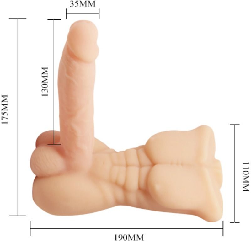 Experience ultimate pleasure with Baile Bigger Man Vibrating Penis. Multi-speed vibrations, realistic torso design, and remote control for customizable stimulation.4