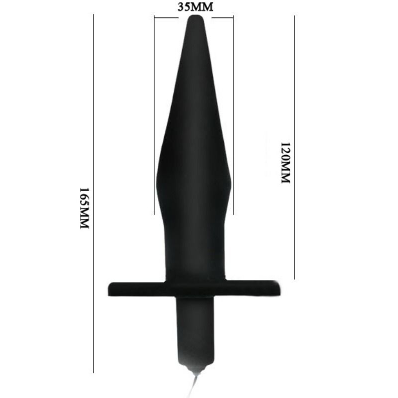 Baile Vibration Butt Plug offers 11.6cm of anal stimulation with remote-controlled vibration. Made of PVC for firm, fulfilling pleasure in a sleek black design.5