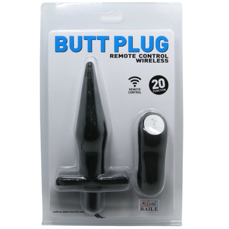Baile Vibration Butt Plug offers 11.6cm of anal stimulation with remote-controlled vibration. Made of PVC for firm, fulfilling pleasure in a sleek black design.1111