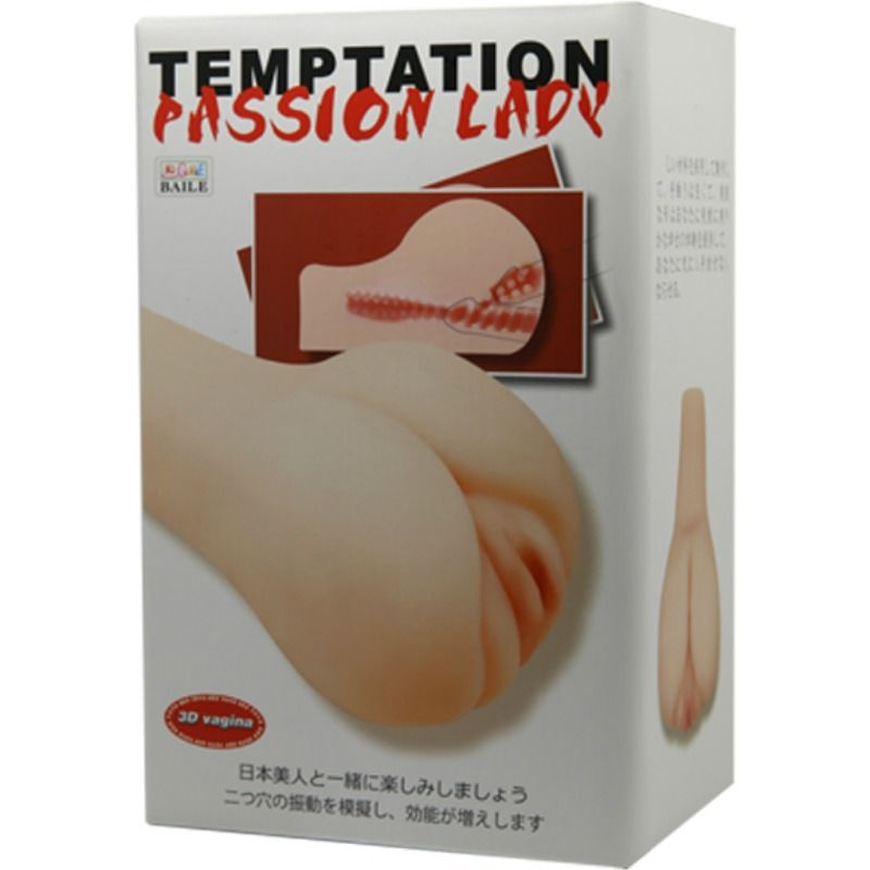 Baile Passion Lady Vagina Masturbator features lifelike texture, dual tunnels, and adjustable vibration for realistic pleasure. Easy to clean and use.6