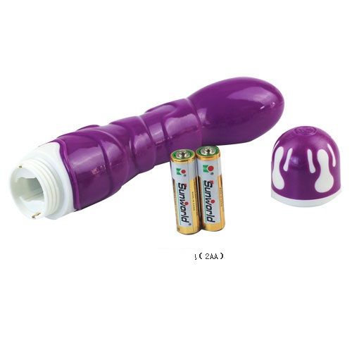 A purple, silicone vibrator with a curved design, featuring a white base and buttons. The vibrator appears soft and flexible with a smooth surface. Target your pleasure with Baile Realistic Cock G-Spot Sensation. Soft silicone, 10 vibration rhythms, powerful tip motor. Ships UK & EU. Order now!11