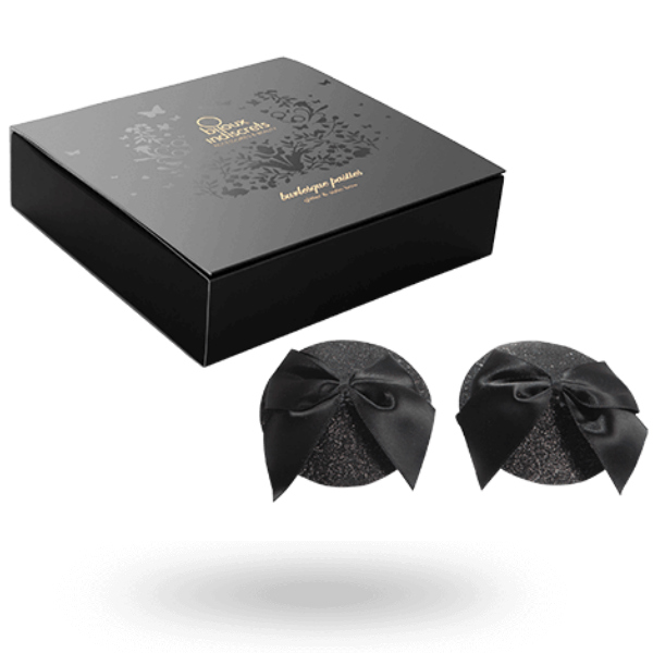 DelighToys - Burlesque Shiny Nipple Covers Bow – Reusable & Hypoallergen