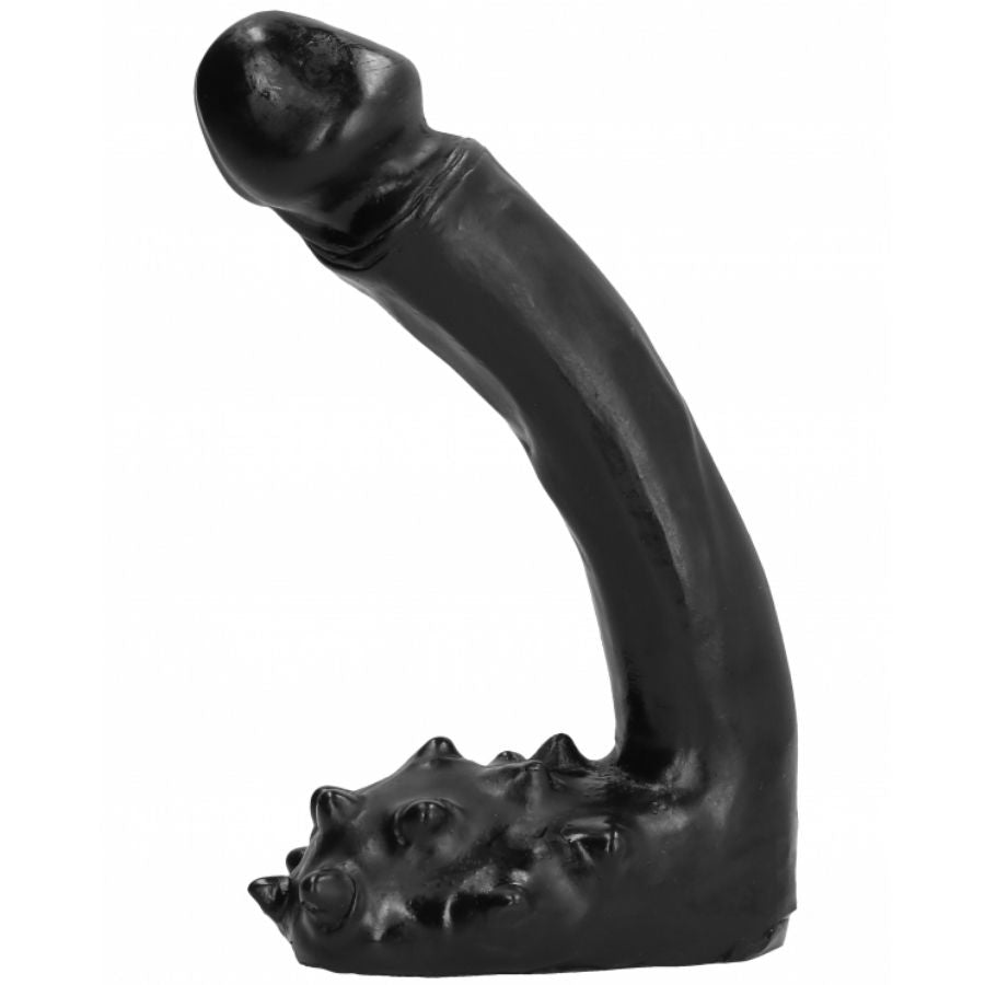 Enjoy slim, sleek pleasure with the All Black Dildo Tall Slim. Textured balls add stimulation. Body-safe, suitable for all users, and compatible with any lubricant.2
