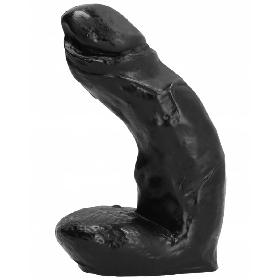 Enjoy lifelike sensations with the All Black Dildo Realistic Jerked. Compact, smooth, and body-safe, perfect for beginners. Compatible with water and silicone lubricants.2