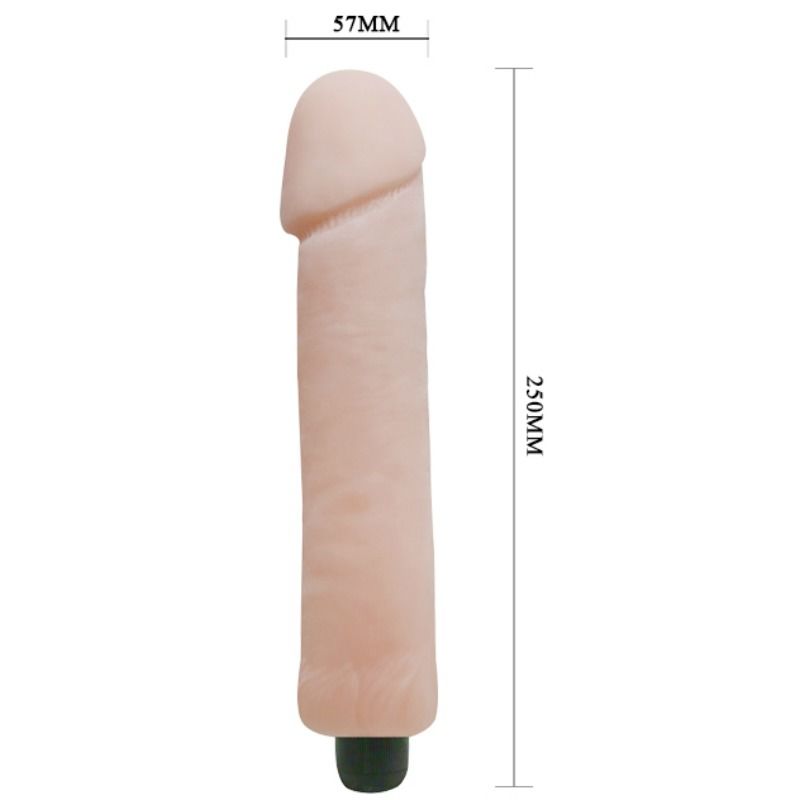 A realistic, flesh-colored dildo with a vibrator base. The dildo has a lifelike appearance with detailed textures and is equipped with a black control regulator at the base.3333