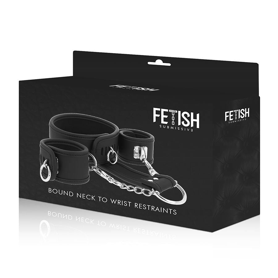 FETISH SUBMISSIVE - Vegan Leather Necklace and Handcuffs with Neoprene (1)
