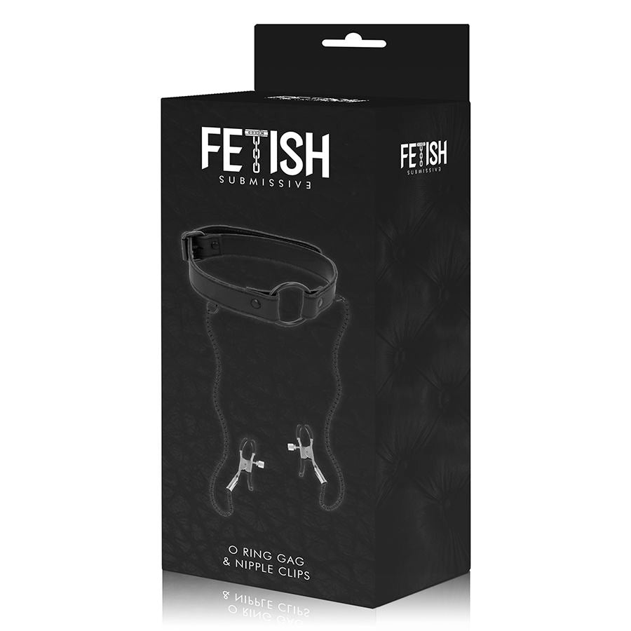 FETISH SUBMISSIVE - Gag Ring Adjustable Nipple Clamps by DelighToys