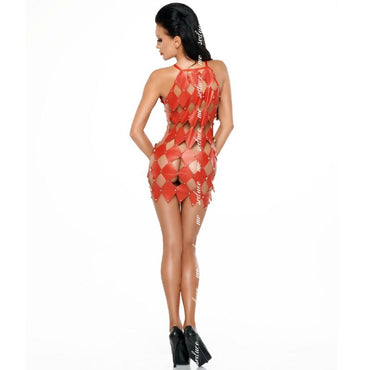 Me-Seduce Gwen Studded Diamond-Pattern Party Dress Lingerie – Lingerie – RED L/XL – product photo 2