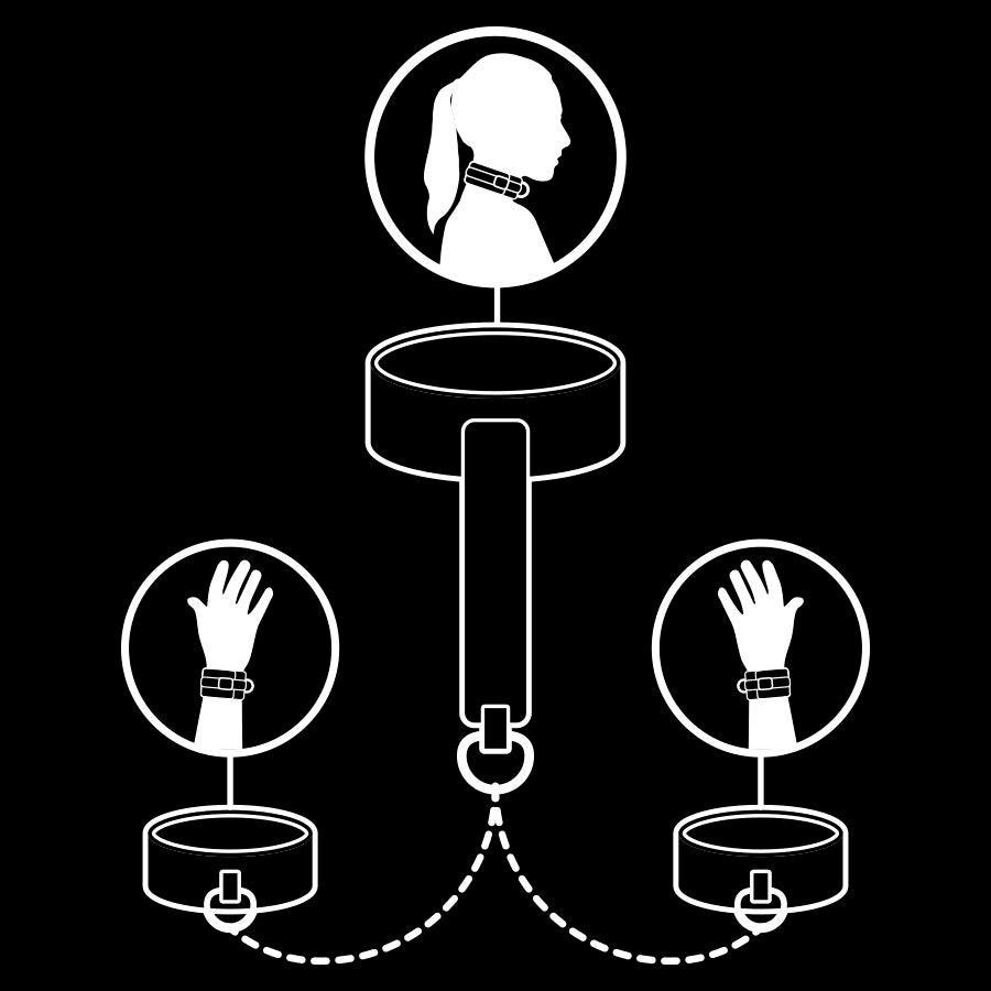 FETISH SUBMISSIVE - Vegan Leather Necklace and Handcuffs with Neoprene (1)