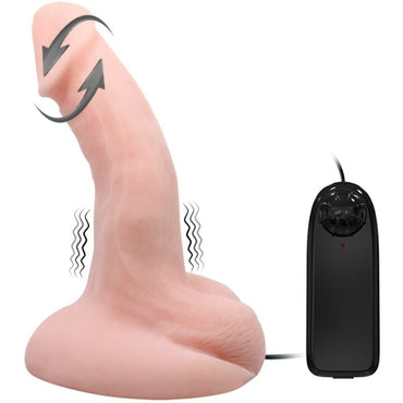 Baile Dildo Vibration Rotation Function features realistic texture, multi-speed vibration, rotation, and a strong suction cup base for hands-free pleasure.2