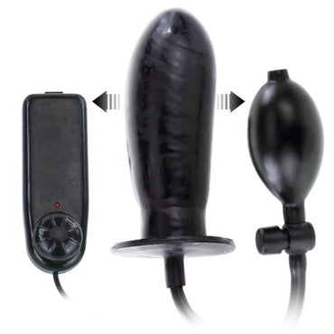Baile Vibration Inflatable Penis expands with air pump and delivers multi-speed vibrations. Features realistic texture, suction cup, and hands-free pleasure.2