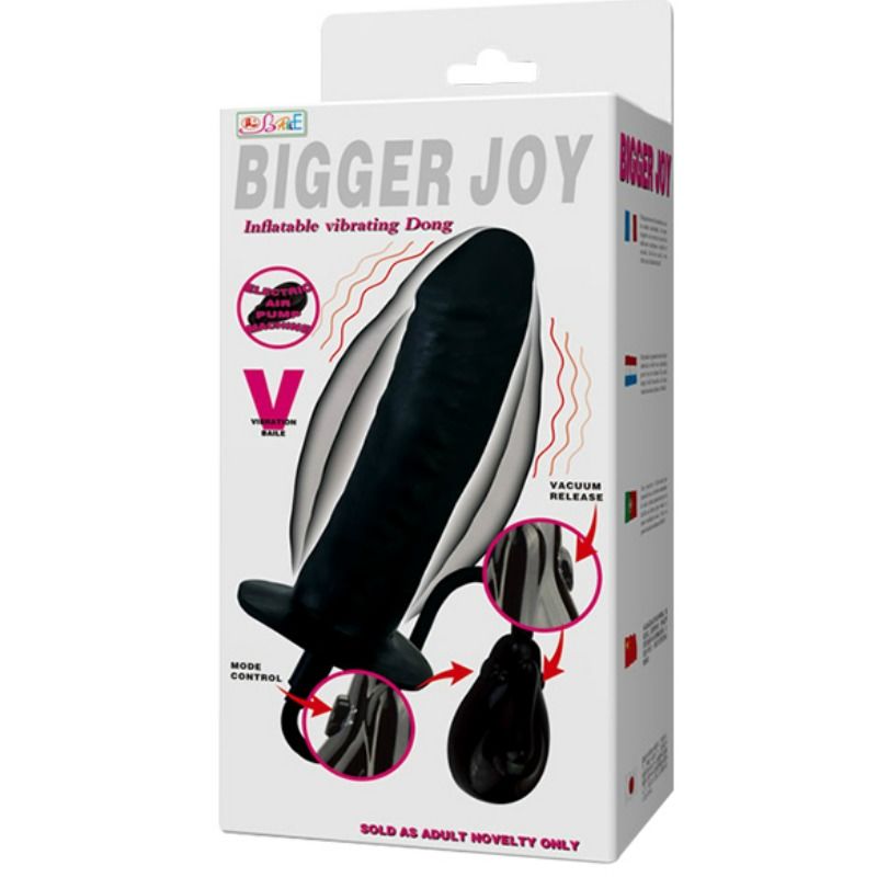 Baile Inflatable Dildo Vibration combines vibration and inflation. Expands from 15cm to 20cm, with quick-release valve and multi-speed control for intense sensations.4