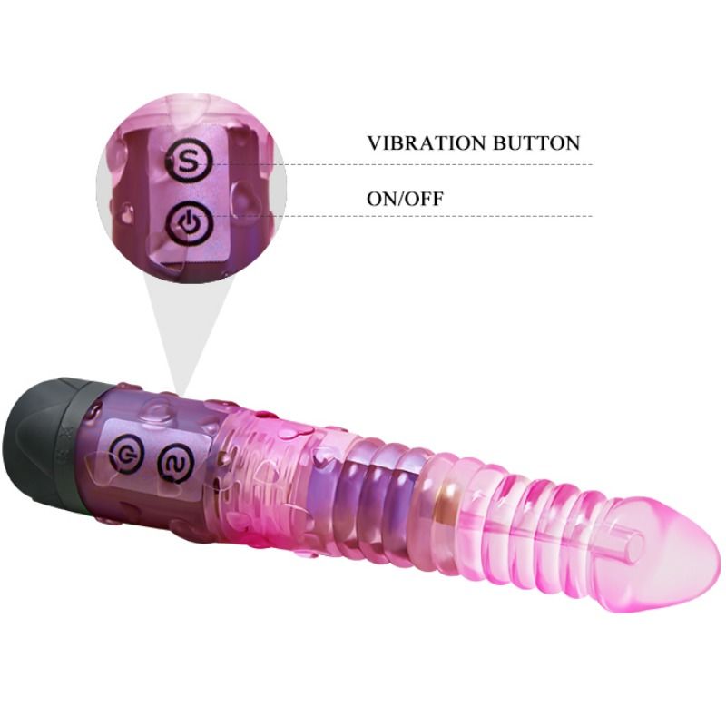 Discover ultimate satisfaction with the Baile Lover Pink Vibrator. Features 10 pre-programmed modes, strong vibrations, and a nodulated shaft for enhanced stimulation.6