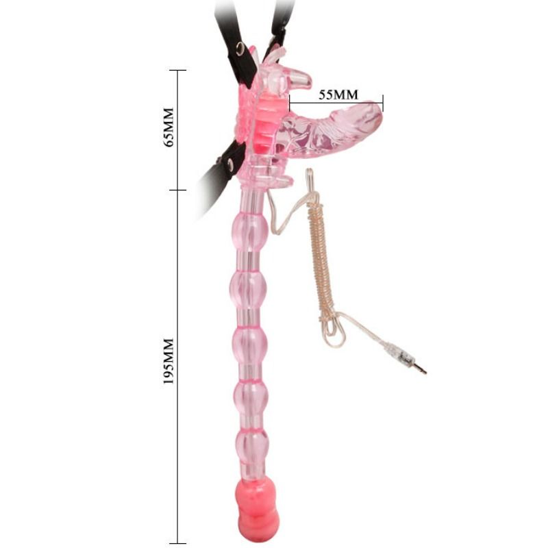 Experience multi-zone pleasure with Baile Butterfly Strap-On vibrator. 7 vibration modes, remote control. Ships UK & EU. Buy now for unforgettable fun!2
